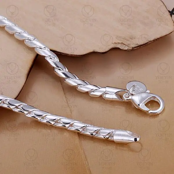 H210 Модный стильный, посеребренный браслет-цепочка-змейка из Fit серебряный браслет и цепь, подвеска, бусины 20 см