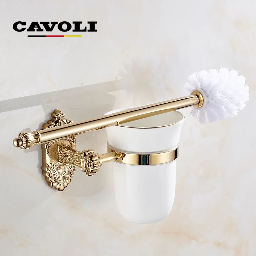 Cavoli European style Gold Wall mounted Toilet Brush Holders And