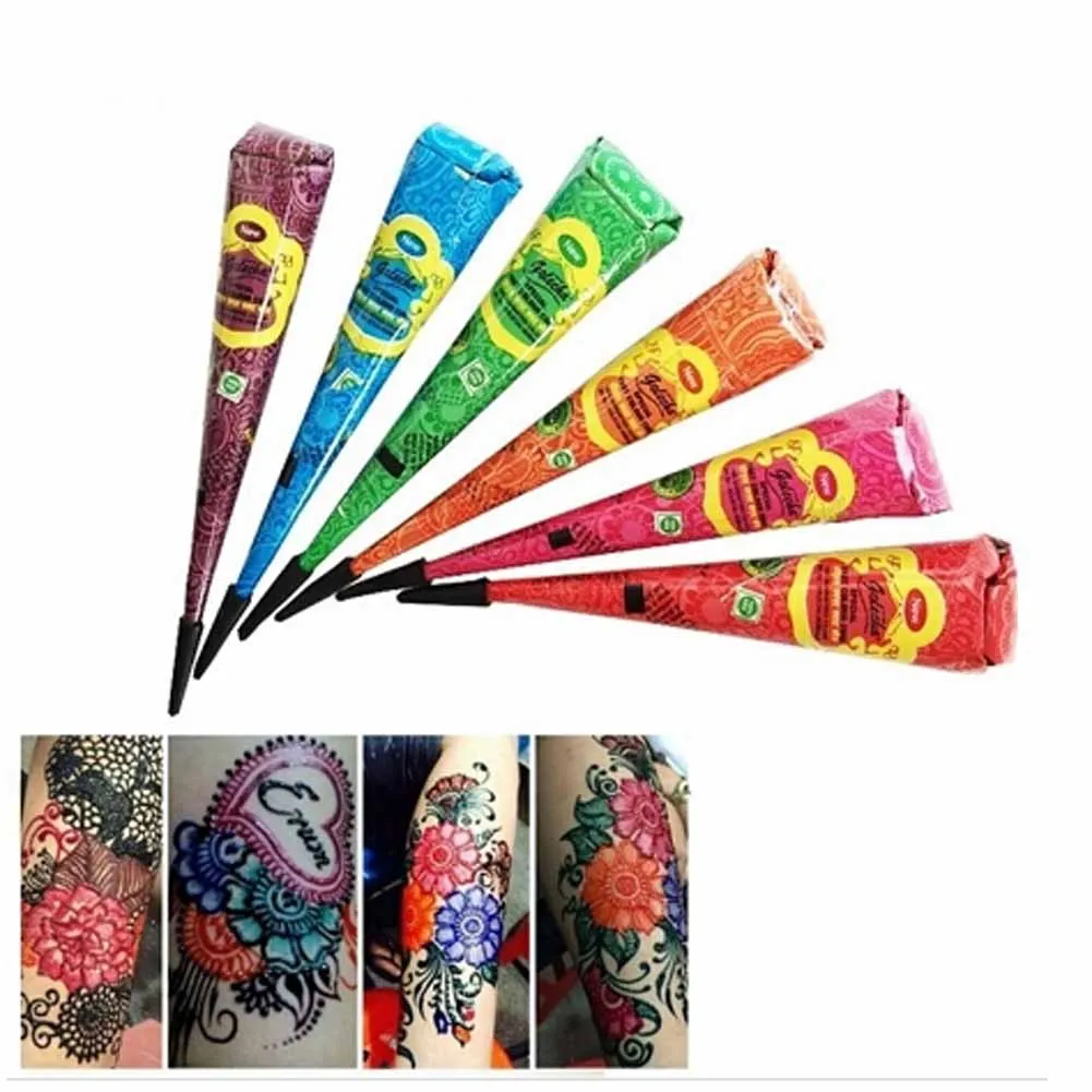High Quality Henna Tattoo Paste Cream Cones Indian Mehndi Brown Color