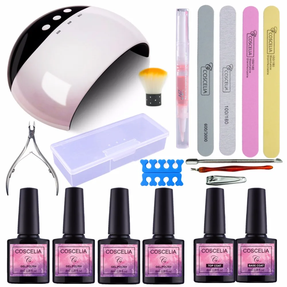 

4Pcs/Lot Beginner Nail Art Tools 24W Nail Dryer Led Lamp Set Choose Any 4 Colors Gel Nail Polish Nail Manicure Kits