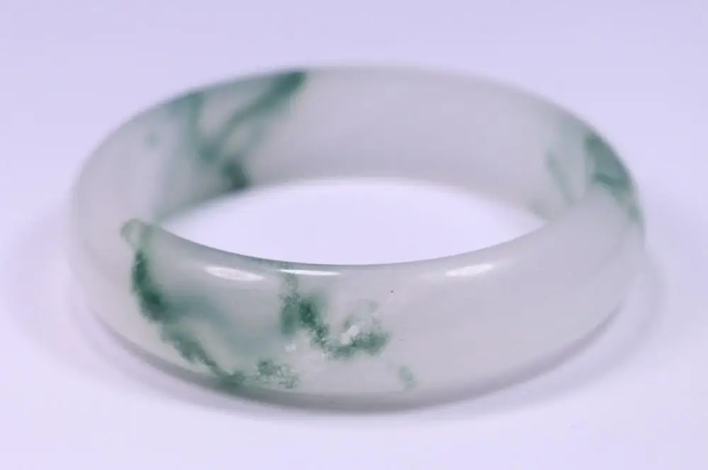 

Hot sell ->@@ 61MM VERY FINE RARE NATURAL GREEN WHITE JADEITE JADE BRACELET BANGLE NEW -Top quality free shipping