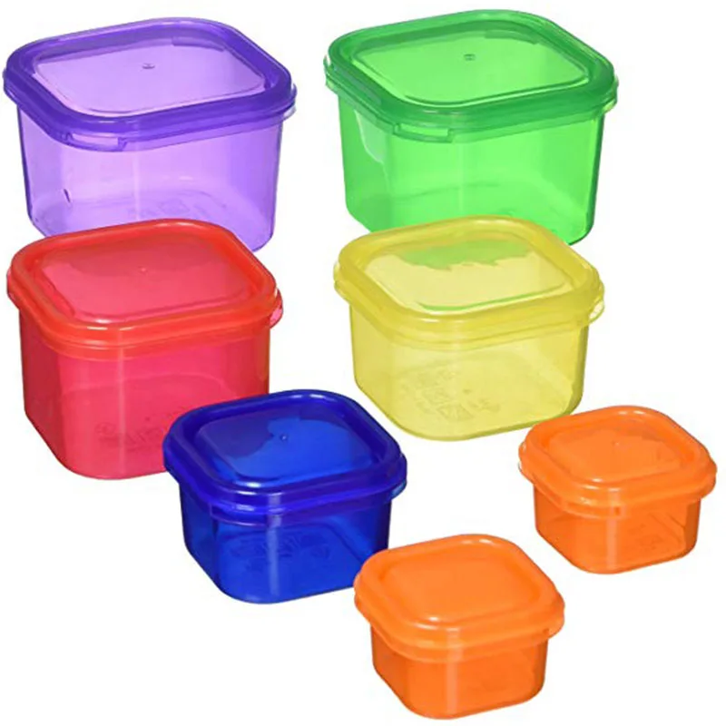Пластиковая коробка 7 шт./компл. Ланчбокс многоцветная часть управления Комплект контейнеров BPA бесплатные крышки маркированная порционная коробка Bento для хранения еды хранения содержит - Цвет: Multi color