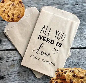 

custom name All You Need Is Love And A Cookie wedding popcorn candy Buffet lolly bags birthday Bakery goody packets