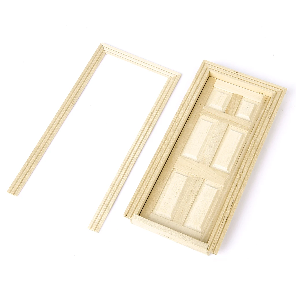 1 12 Scale Wooden Exterior Door Dollhouse Accessories and Furniture, DIY Garden Room Miniatures