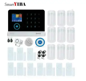 

SmartYIBA Wireless APP WiFi GPRS Alarm System GSM SIM Security Alarm Kits Inlcude Smoke/Fire Alarm Motion Sensor Blue Siren
