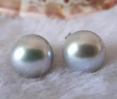 

Hit sales Free shipping ******** natural 10mm Gray Akoya pearl silver 925 Pins Earrings