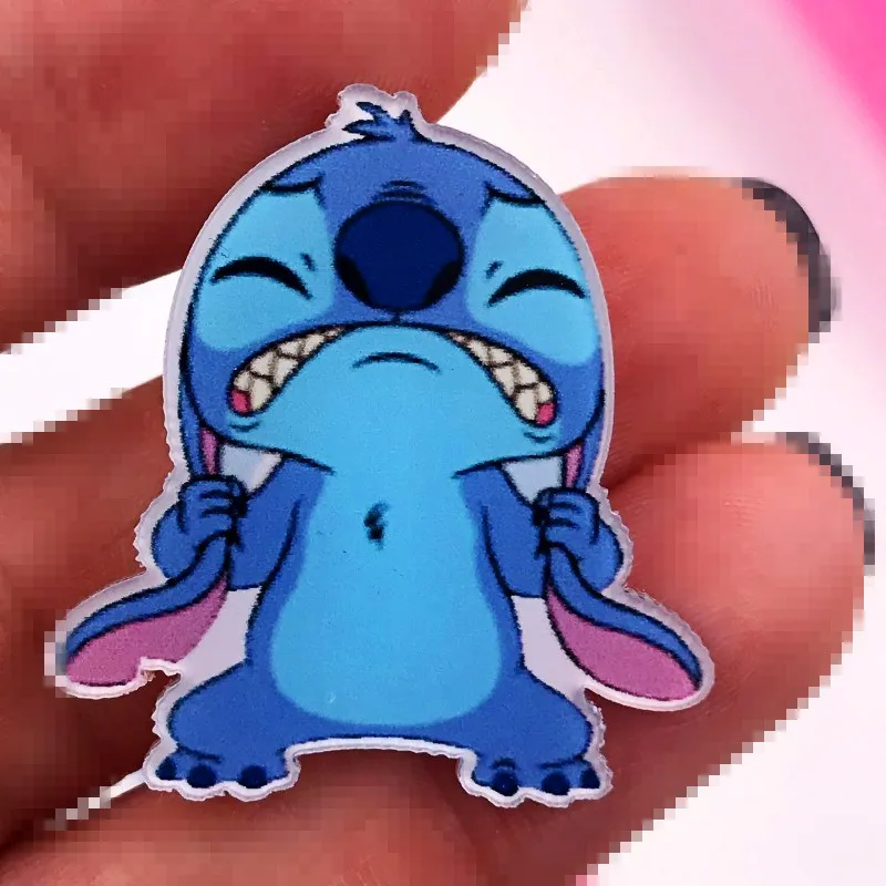 

Hot sale 1Pcs Cute Monster Lilo Stitch Anime Acrylic Badges for Backpack bags hat Fashion Brooches Pins on Clothes Hot Icons