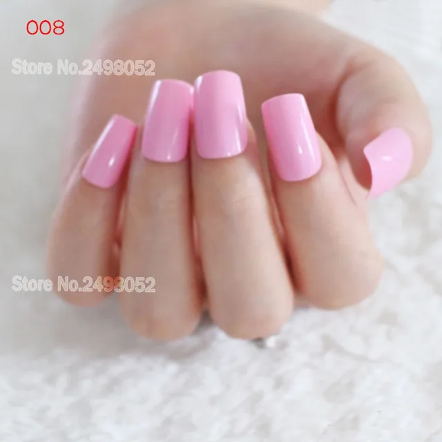 24pcs Light Pink Flat Top Fake Nails Art Tips Artificial Designed 24pcs Light Pink Flat Top Fake Nails Art Tips Artificial Designed Candy Acrylic Long