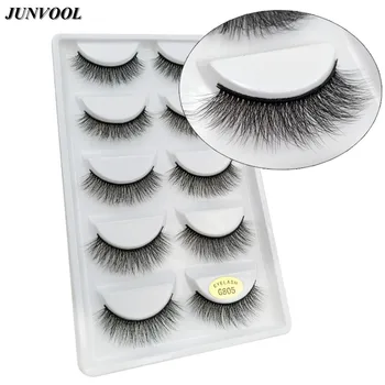 

Mink Hair False Eyelashes 5 Pairs Pure Hand Cross Messy Soft Natural Fake Eye Lashes 3D Three Dimensional Makeup Tools Eyelash