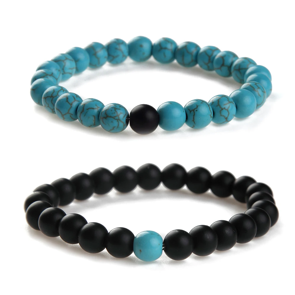 2pcs Trendy 8mm Lava Tiger Eyes Stone & quartz Beads Bracelets For Women Men Lovers Jewelry Bangles