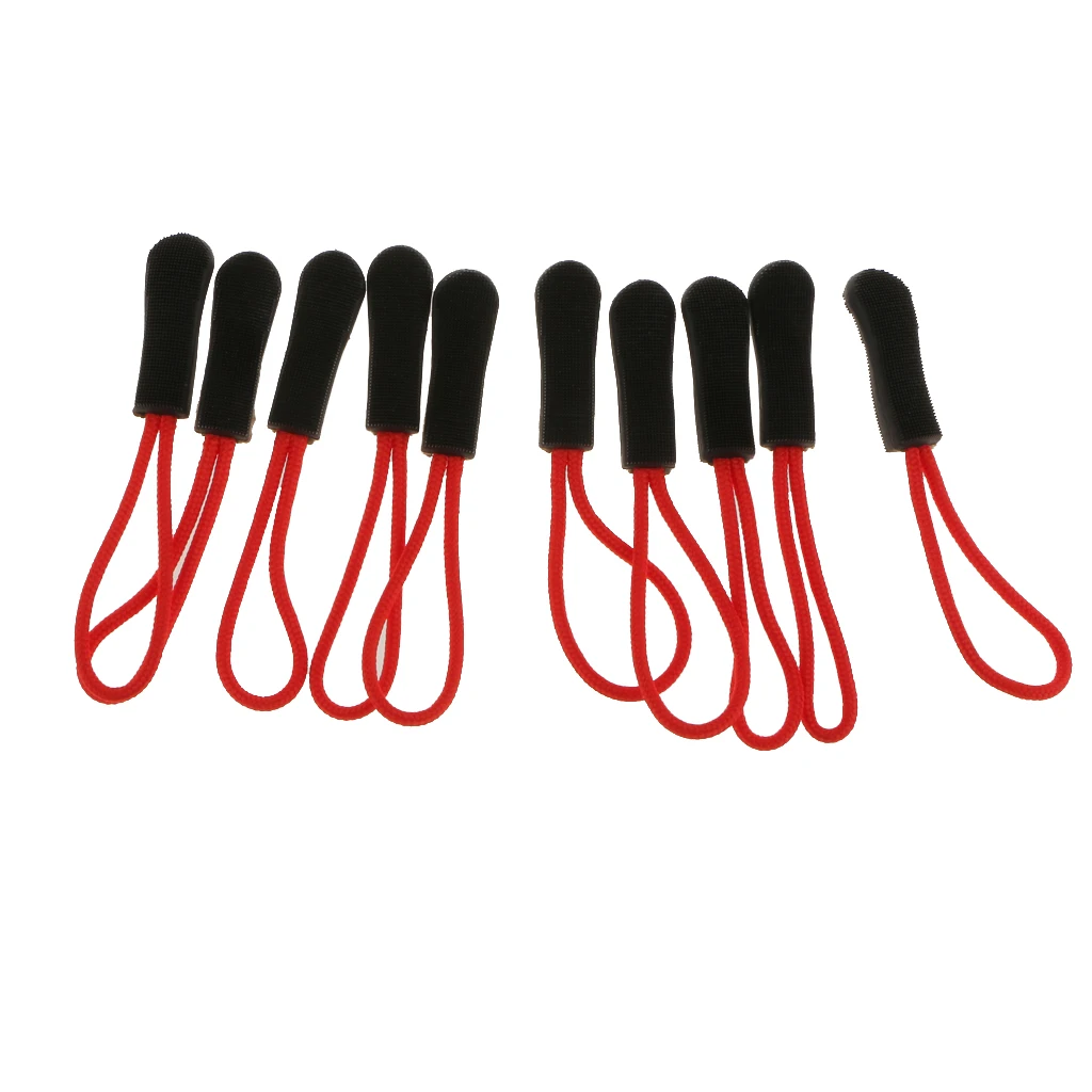 10pcs/set Zip Slider Hanger Replacement Zipper Pull Cord Fastener - 3 Colors