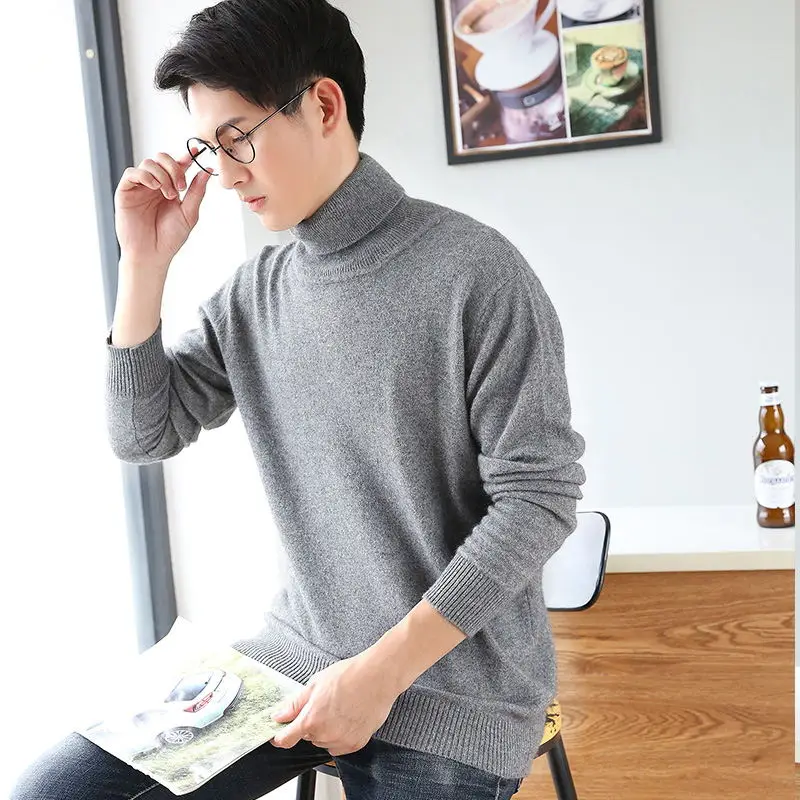 

Winter Thick Warm Cashmere Sweater Men Turtleneck Mens Sweaters Slim Fit Pullover Men Classic Wool Knitwear Pull Homme
