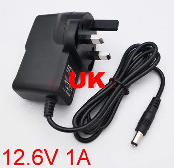 

100PCS 12.6V 1A High quality 12.6V 1000mA 1A 5.5mmx 2.1mm Universal AC DC Power Supply Adapter Charger UK For lithium battery