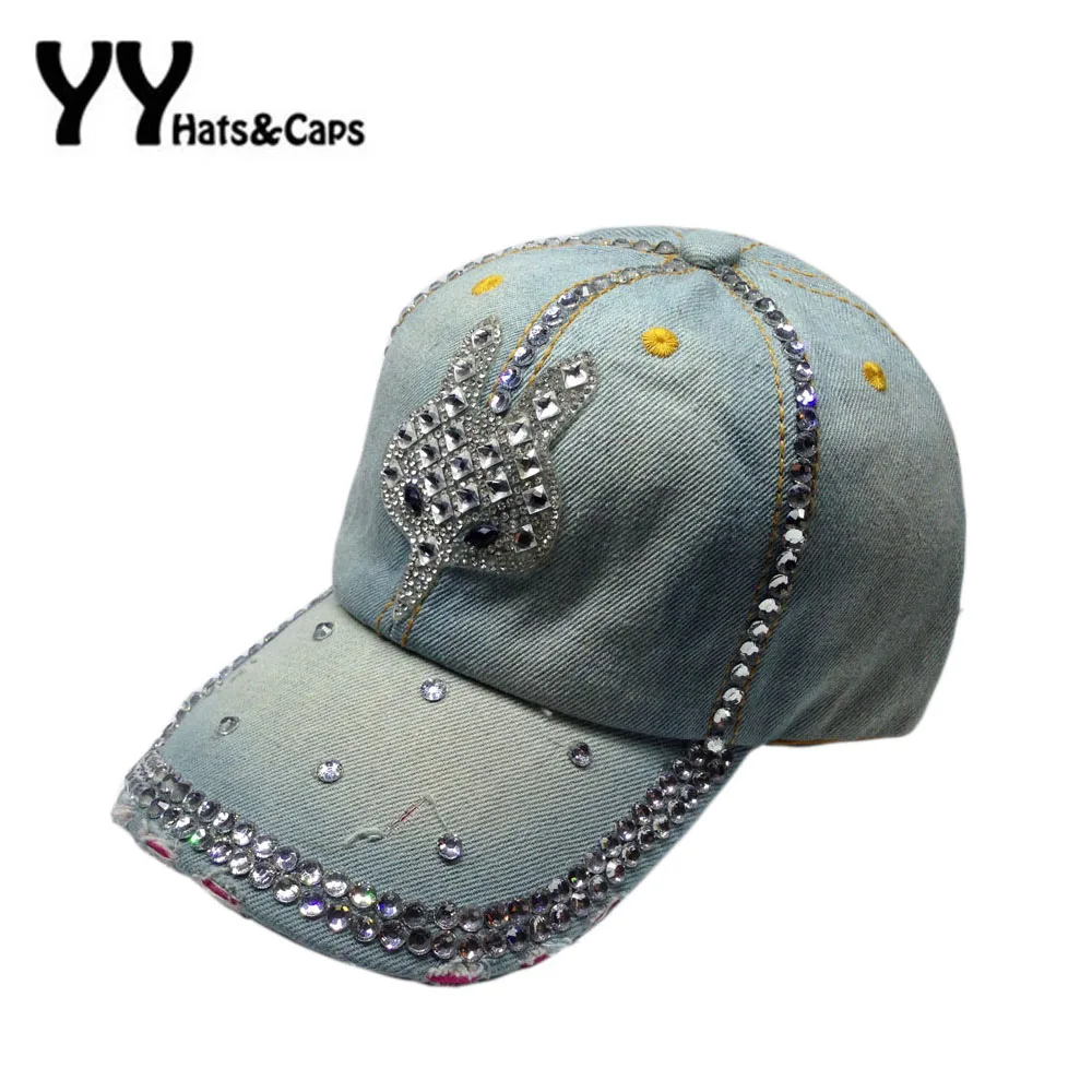 Высококачественная повседневная Модная Джинсовая шляпа для женщин джинсовая бейсболка со стразами шляпа женские джинсы бейсболка s бейсболка YY60061 - Цвет: Fox Jean Cap
