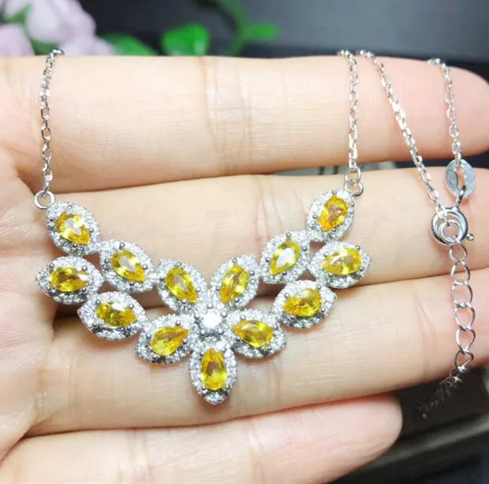 yellow sapphire beads necklace