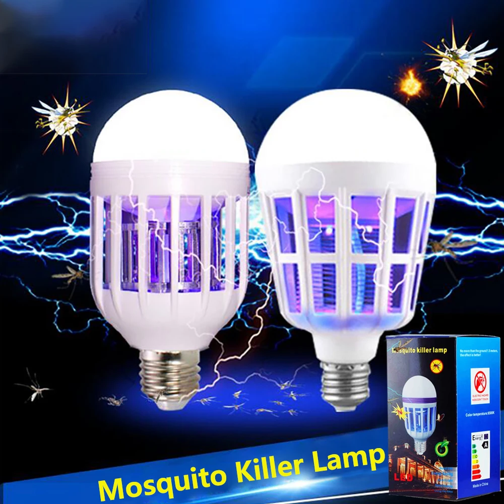 

Electronic LED Mosquito Killer Bulb Night Light Bug Zapper Lamp Light Bulb 110V/220V E27 9W/15W 1/2Pcs/Lot