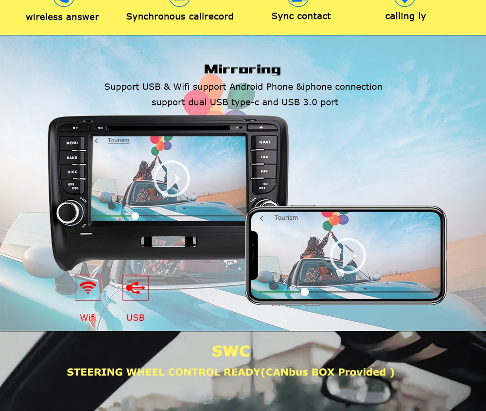 Flash Deal Car Multimedia Player 2 Din Android 9.0 For AUDI TT MK2 8J 2016 2007 2008 2009 2010 2011 2012014 GPS Navigation System Radio DVD 5