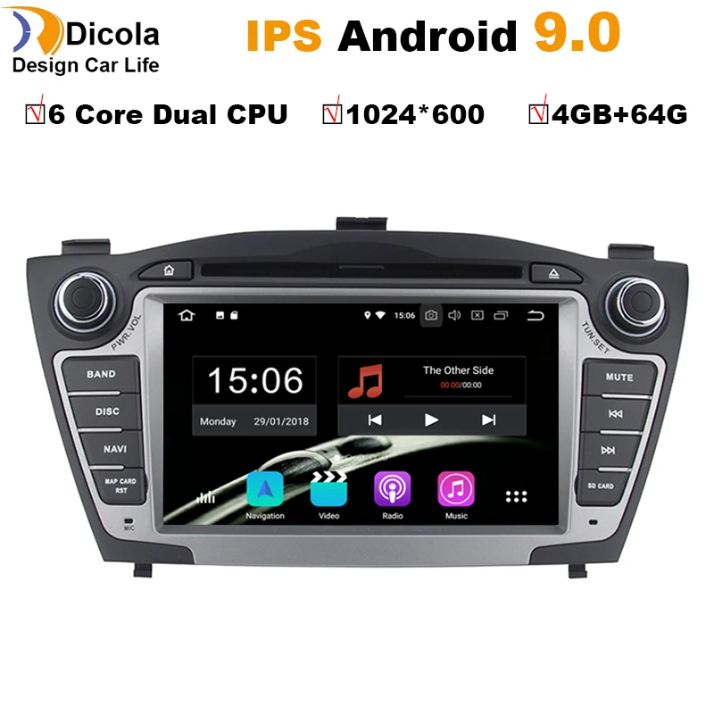 

4G+64G HD Android 9.0 IPS SCREEN DSP AV Output CAR DVD PLAYER For Hyundai ix35 Tucson GPS player navigation radio stereo pc