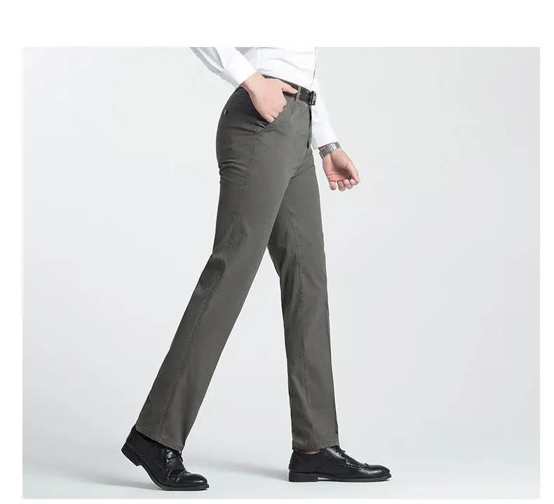 2018 Casual Straight Pants Men Cotton Cargo Men Pants Spring Summer Autumn Male Work Trousers High Waist Full Length Solid Color-13