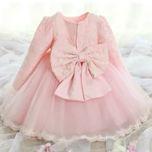 New Arrival Kids Baby Girl Long Sleeve Princess Lace Flower Pageant sweet Wedding Party Dresses drop ship*40