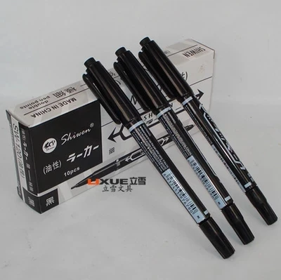 10pcs Office Small double-headed oily Whiteboard Marker balck pens free shipping