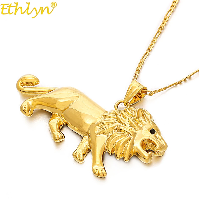 Ethlyn Jewelry Lion Necklace&Pendant for Women/Men,Gold Color Lions