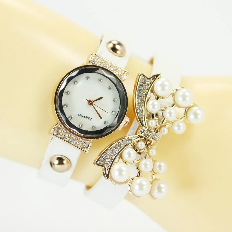 

WATCHES 2017 NEW Women Genuine Leather Watch Triple Bracelet Watch Butterfly Charm Wristwatch Fashion Reloj Watch Drop Shipping