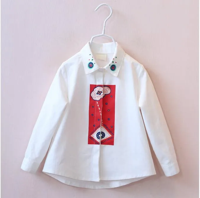 Y30708536 Осенняя модная одежда для маленьких девочек; Детские рубашки для девочек; белая детская одежда; детская одежда для девочек