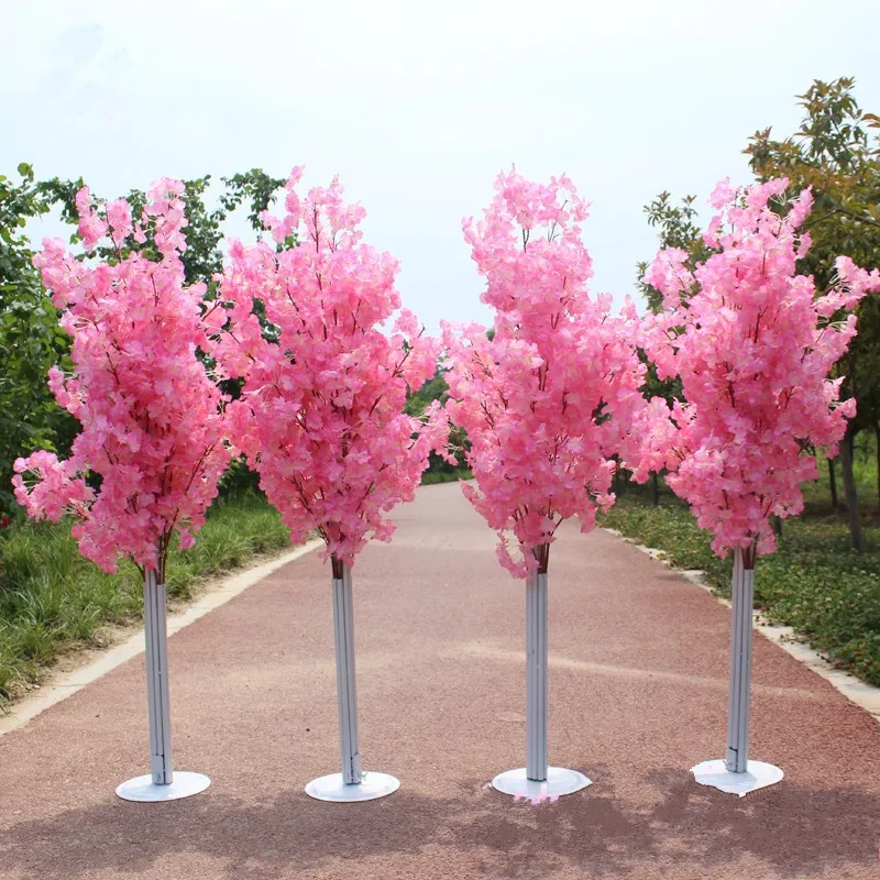 

New Arrival Cherry Blossoms Tree Road Leads Wedding Runner Aisle Column Shopping Malls Opened Door Decoration Stands