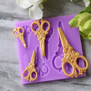 

liquid silicone tools scissors fondant cake decoration mold super light clay mold diy chocolate mold
