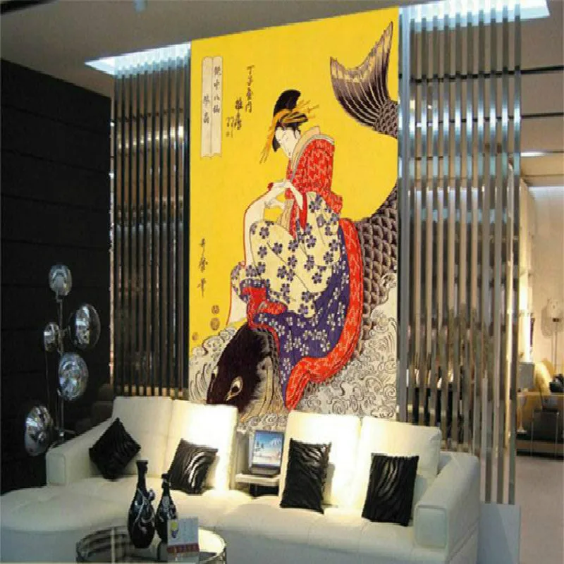 Пользовательские 3D обои для стен японский ресторан проход фон укие-E японской живописи большие фрески рыбы