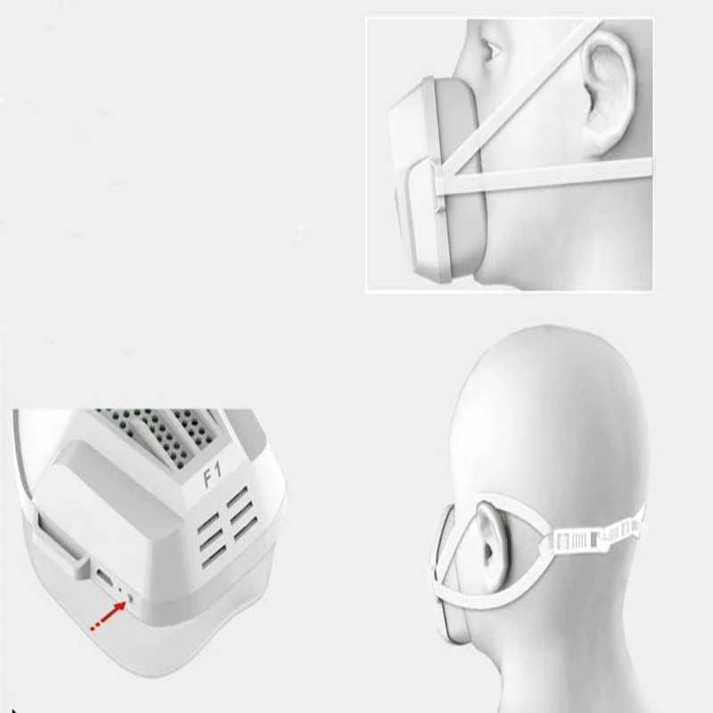 Электрическая противопылезащитная маска на батарейках, маски, электронный фильтр, туман и дымка, Pm2.5, активная подача воздуха, полноцветное уплотнение