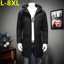 8XL большие размеры в Длинные зимняя хлопковая стеганая одежда мужские XL теплая куртка fat утепленная куртка с капюшоном хлопок вниз