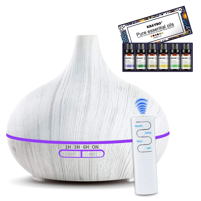 Baratos Difusor de aceite esencial de 550ml humidificador de aire ultrasónico con grano blanco 7 luces LED cambiantes de Color Cool Mist para la oficina en casa