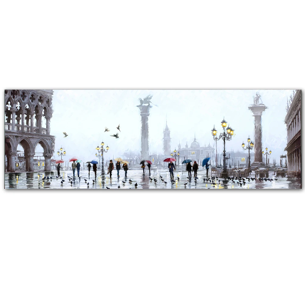 Муту искусство абстрактная Венеция город воды масляной живописи на холсте курортные лодки здания плакаты и репродукции, настенное искусство для гостиной