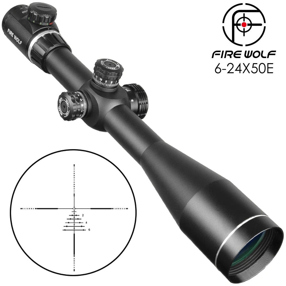 Fire Wolf 6-24X50 прицел Регулируемый Красный Зеленый Крест охотничий прицел стекло Сетка башенки замок сброс тактический Оптический