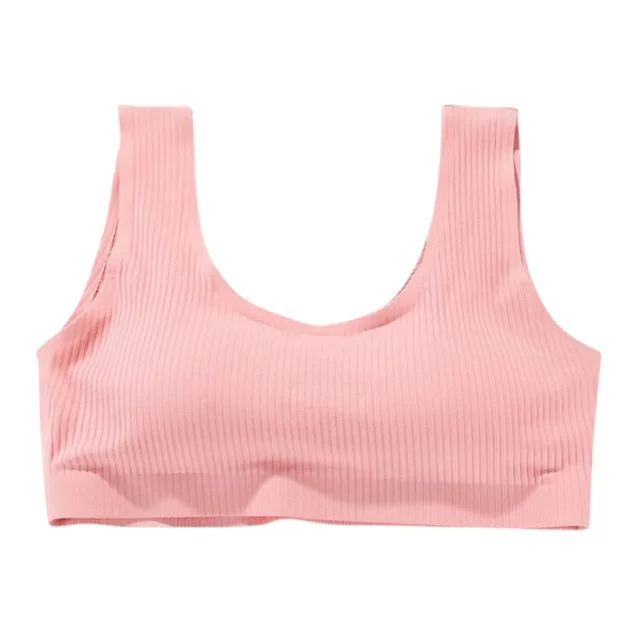 Rib Fabric Bras for Women 92 Cotton Comfy Elastic Solid Color Padded