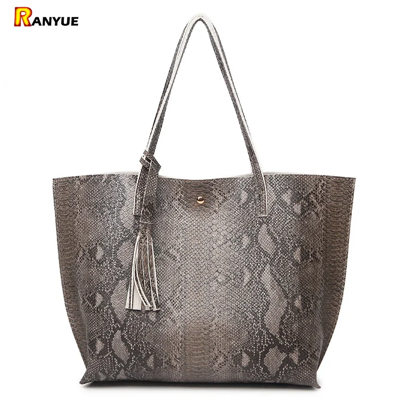Luxury Snake Pu Leather Shoulder Bags Handbags Women Famous Brands 2017