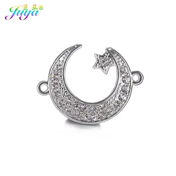 

Supplies For Jewelry Cz Rhinestones Silver Color Allah Muslim Crescent Moon Charm Connectors For Islamic Jewelry DIY Making