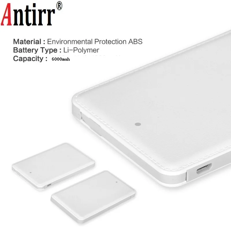 Antirr Portable Mini Ulter Slim Credit Card Wallet Size Power Bank 6000mAh Cell font b Phone