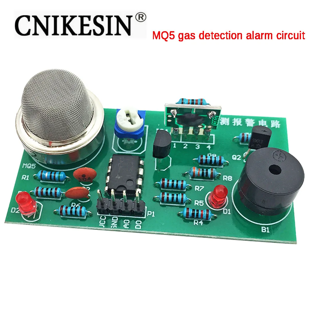 

CNIKESIN Diy kit MQ5 gas detection alarm circuit electronic production parts skills exam sound and light alarm sensor suite