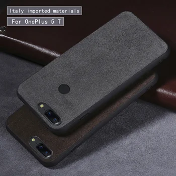 

Wangcangli Genuine Leather Phone Case For Oneplus 5 5T Silicone Edge Luxury Suede Leather Utral Slim Phone cover