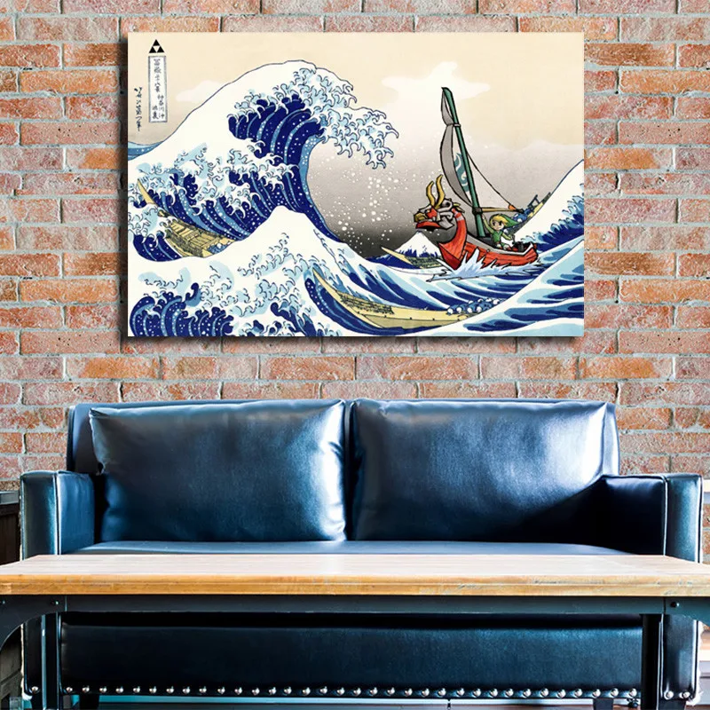 

The Legend Of Zelda Windwaker The Great Wave Art Canvas Poster Oil Painting Wall Picture Print Home Bedroom Decoration Artwork