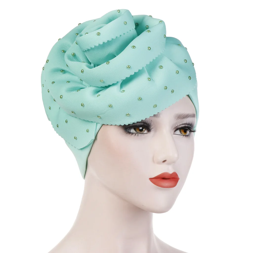 Новая европейская ручная резка негабаритных цветов плюс керамический флип чистый цвет тюрбан шляпа пространство хлопок Baotou шляпа зимние шапки для женщин