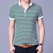 Новинка года, модные бренды рубашек-поло, мужская полосатая летняя приталенная рубашка с коротким рукавом для мальчиков, подарок парню, поло, повседневная мужская одежда
