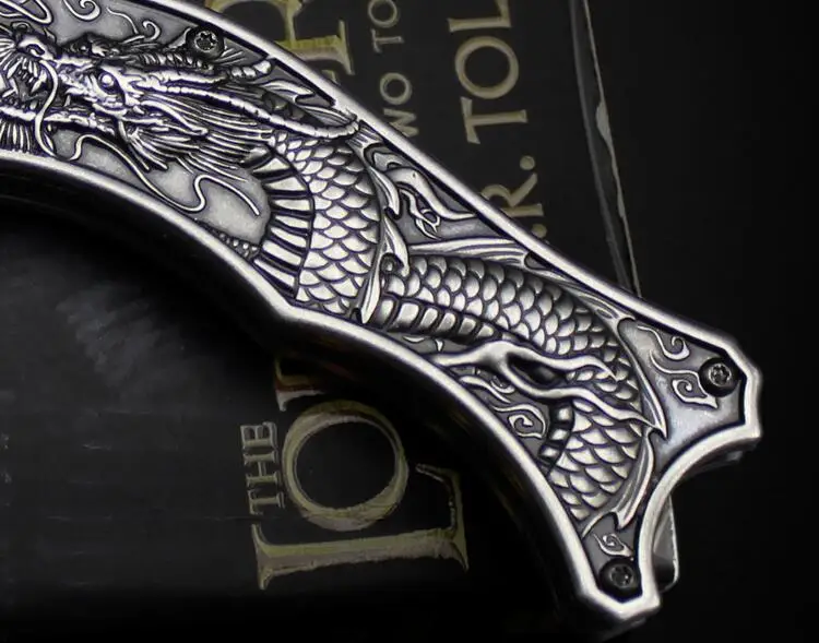 LLxxmm классический нож для резьбы в виде дракона, 440 стальное лезвие, острый карманный нож, походный охотничий нож для выживания