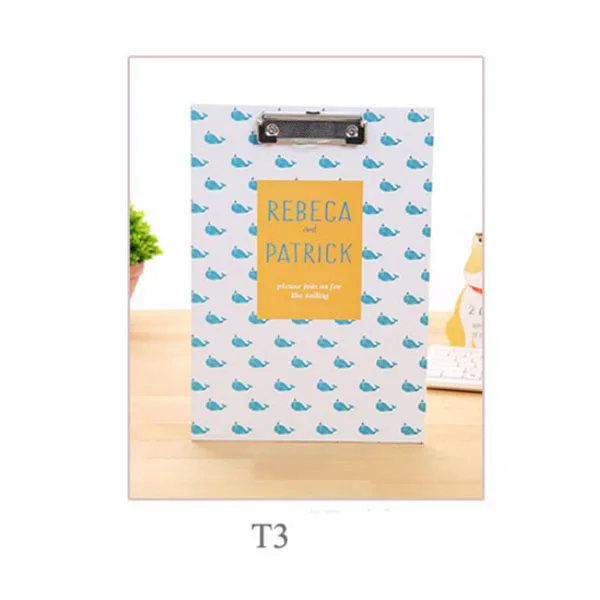 Цвет: желтый EZONE 1PC A4 Wooden Clipboard Paper Clip Deck Log Voyage Pirate ship/Whale Pattern School Office Writing Tool Student Stationery - Цвет: Цвет: желтый