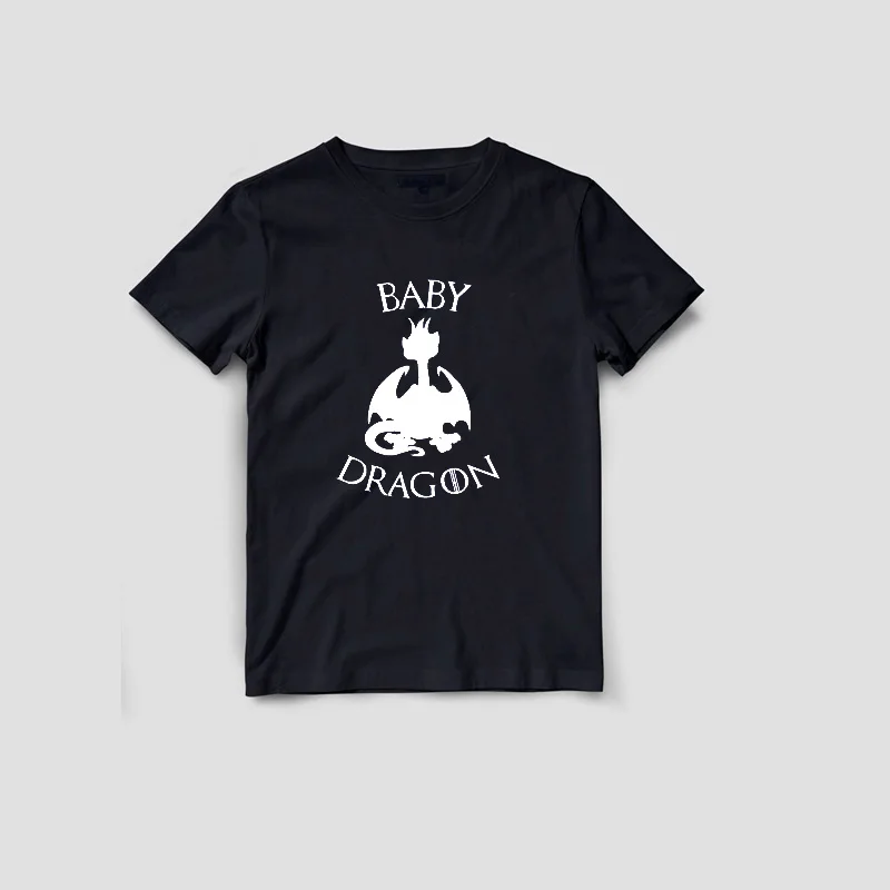 Футболка с изображением Игры престолов «Мама Драконов» футболка «Мама и я» Семейный комплект для мамы и ребенка в стиле Харадзюку, S-XXXL - Цвет: balck baby