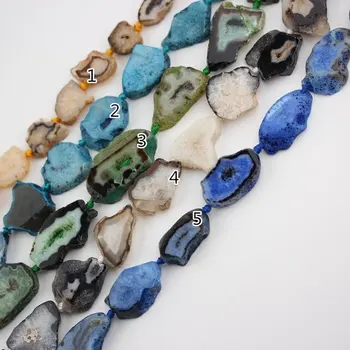 

5 color choice,Full strand Freeform Dyed Agates Drilled Slab Beads for Necklace,Natural Agates Stones Slice Loose Beads Charms