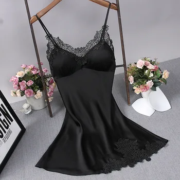 

Sexy black Womens Silky Sleep Pajamas Strap Top Sleepwear Nightdress Home Wear Nightgown Robe Bath Gown Sleepshirts Bathrobe